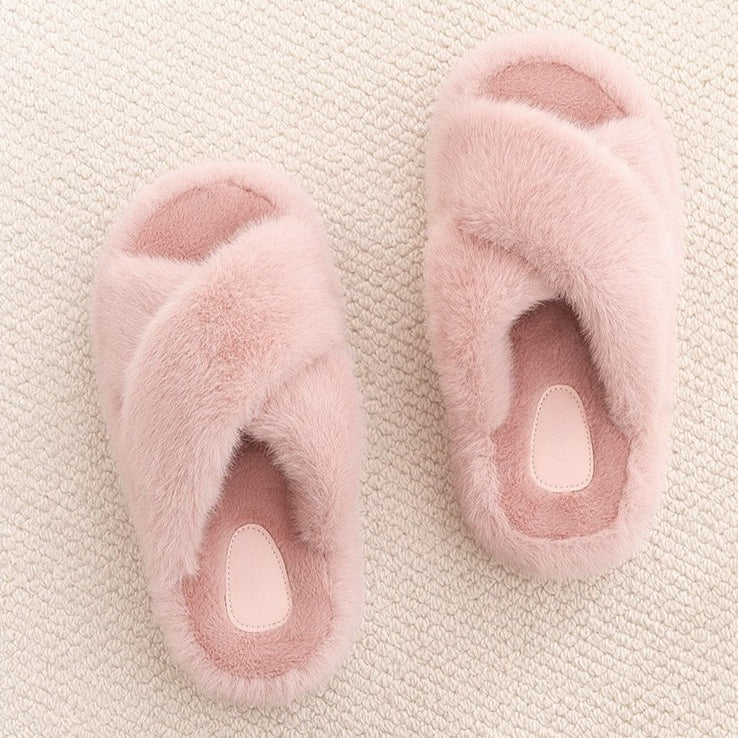 Fuzzy Platform Strap Slippers