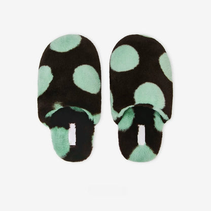 Retro Polka Dot Plush Slippers