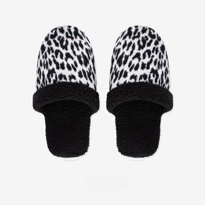 Fuzzy Animal Print House Slippers