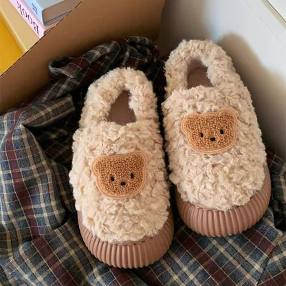 Teddy Patch Fuzzy Lounge Slippers