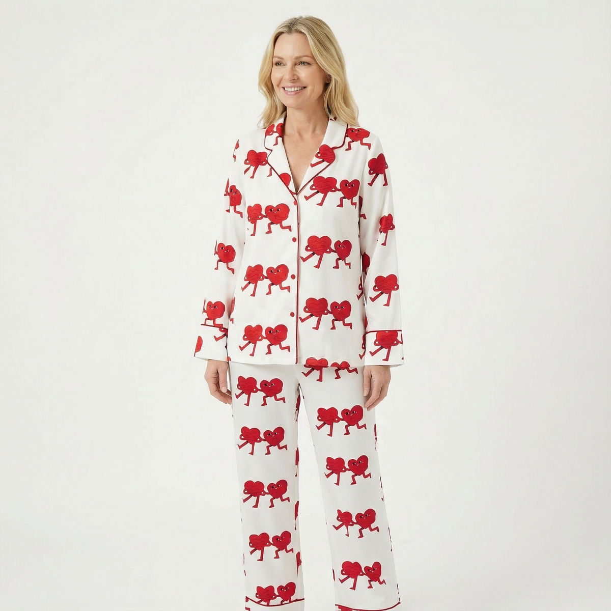 Valentine's Day Retro Dancing Hearts Women's Pajama Set