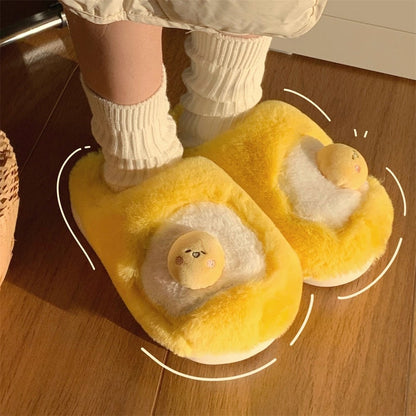 Fried Egg Plush House Slippers