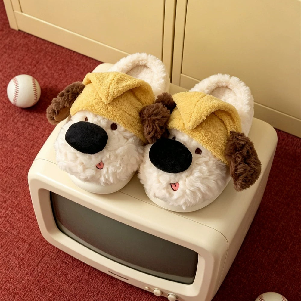 Sleepy Puppy Hat Plush Slippers