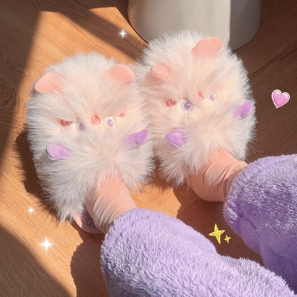 Fluffy Monster Face Slippers