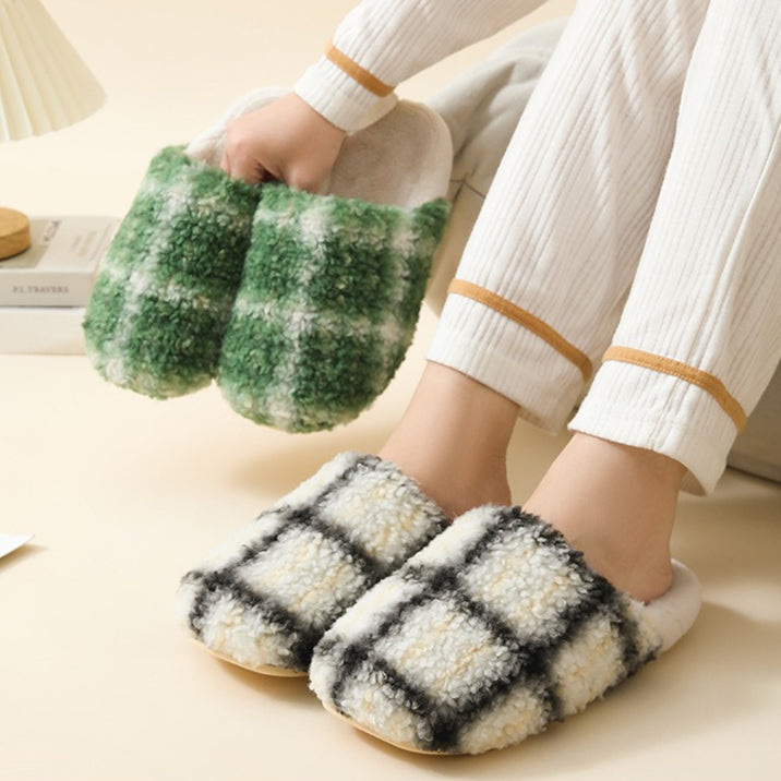 Chunky Check Sherpa Slippers