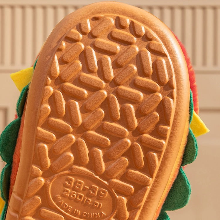 Whimsical Capybara Burger Plush Slippers