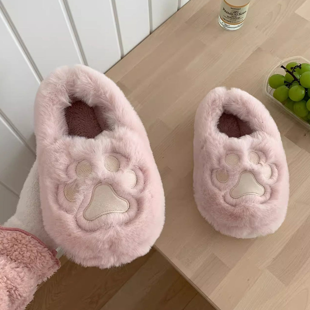 Fuzzy Cat Paw Plush Slippers