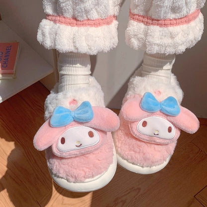 Bow-Eared Bunny Plush Slippers