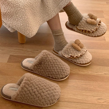 Woven Fur Effect Cozy Slippers
