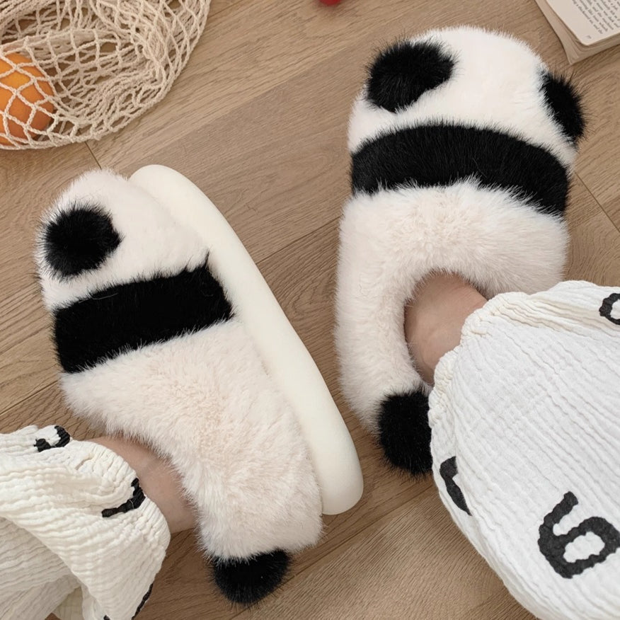Panda Pom-Pom Snuggle Slippers