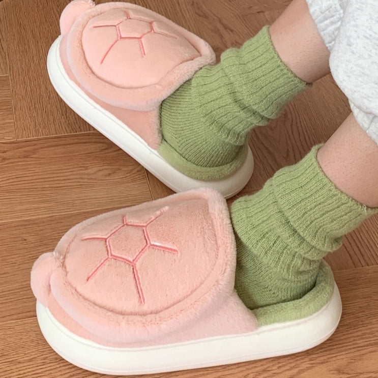 Turtle Shell Plush House Slippers