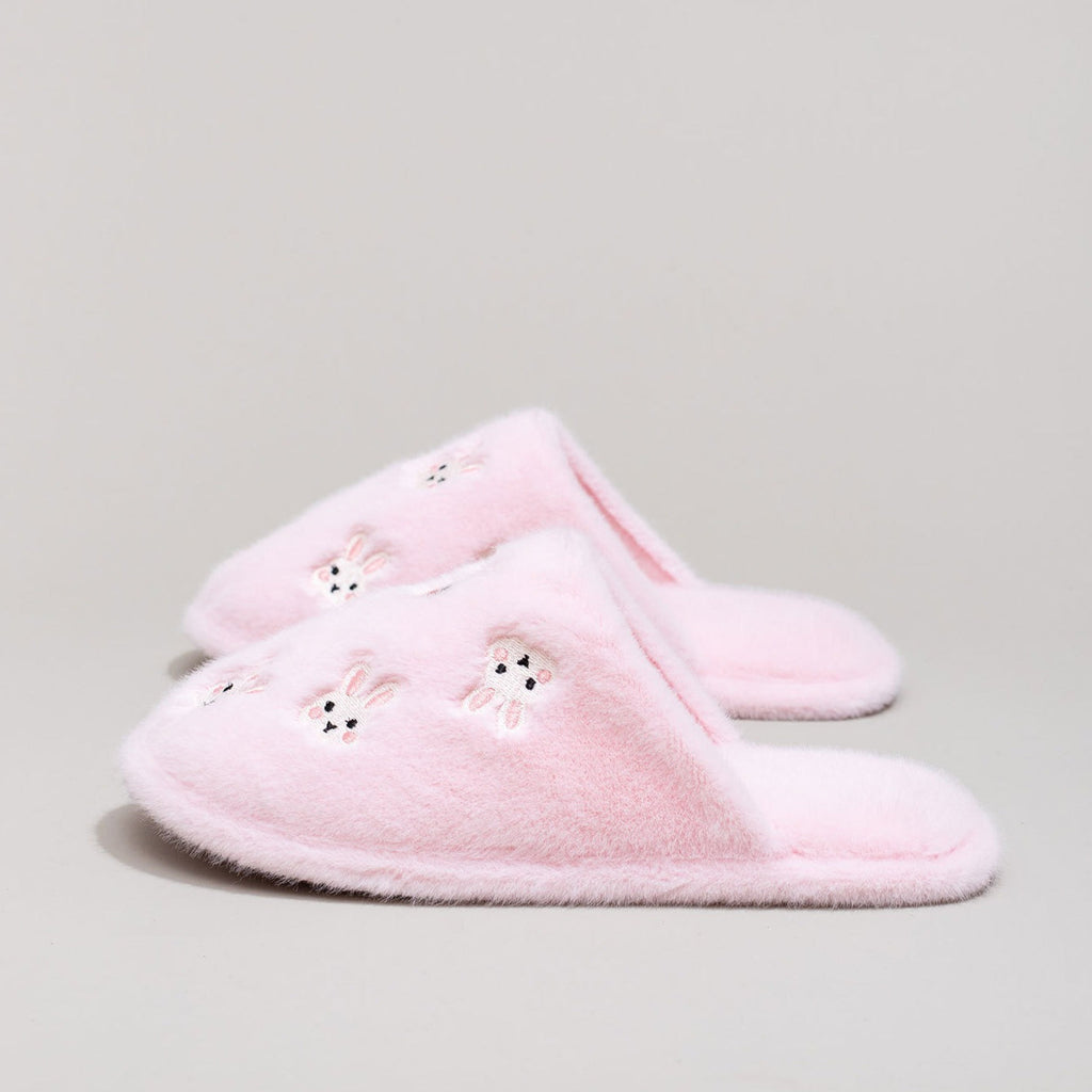 Whimsical Cartoon Embroidered Plush Slippers