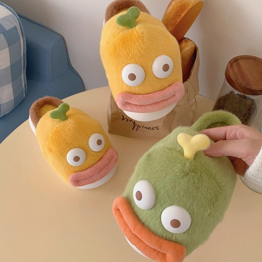 Goofy Big Eye Fish Plush Slippers