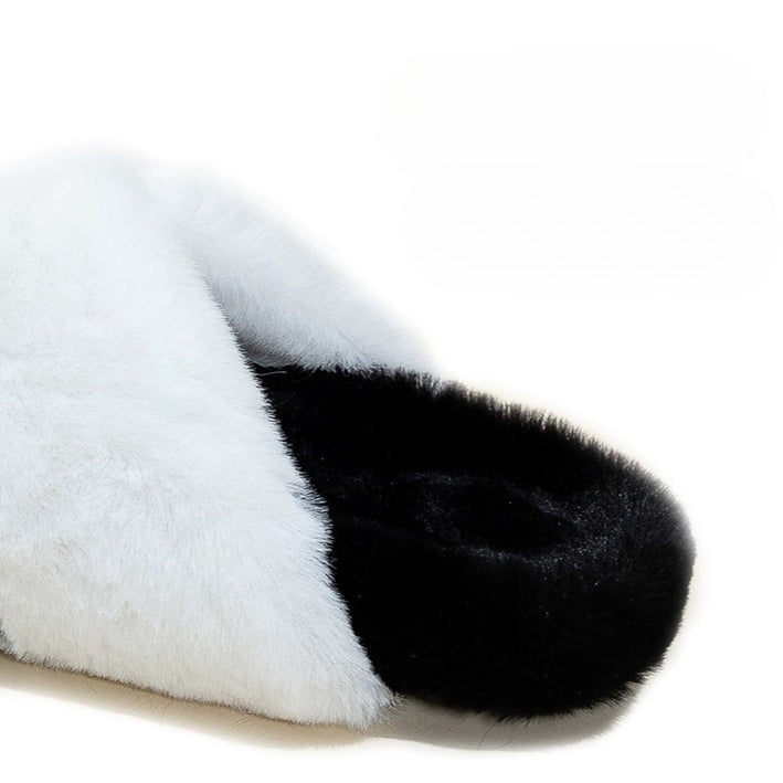 Two-Tone Plush Lounge Slippers