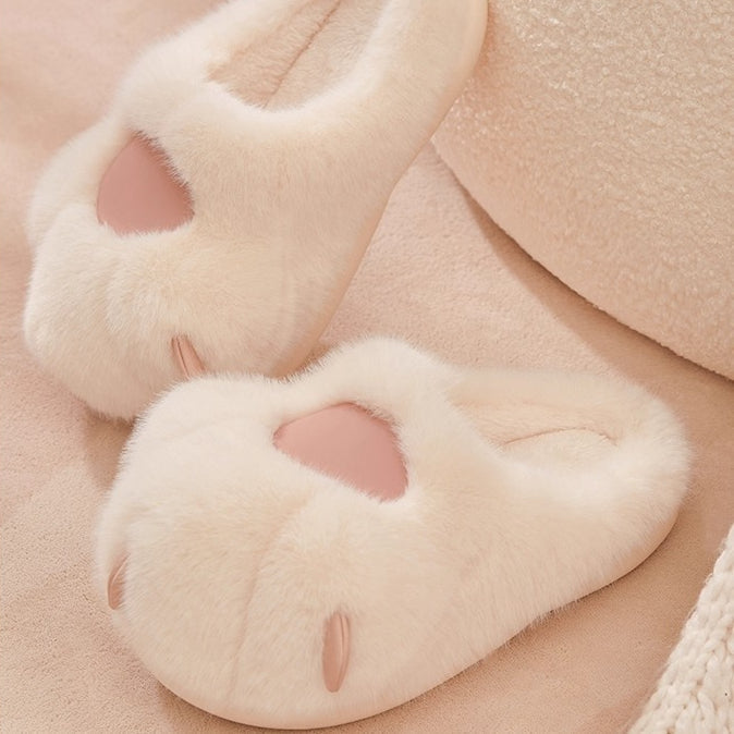 Fuzzy Kitty Claw Plush Slippers
