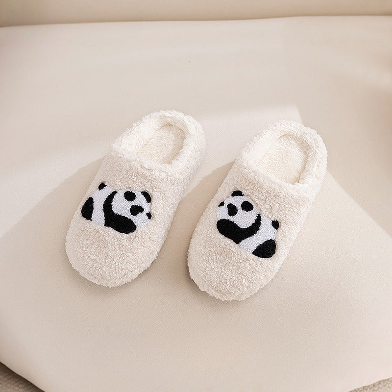 Fuzzy Panda Face Warm Slippers