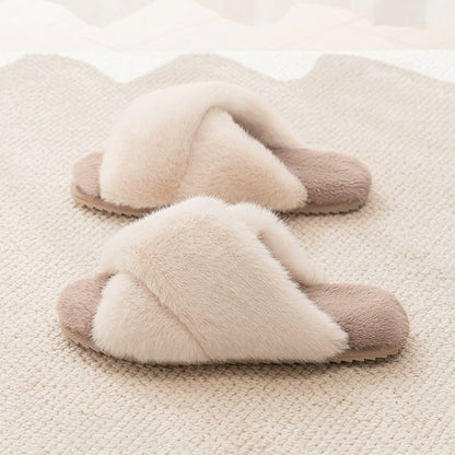 Crisscross Plush Lounge Slippers