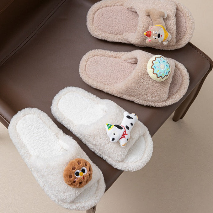 Puppy Donut Plush Home Slippers
