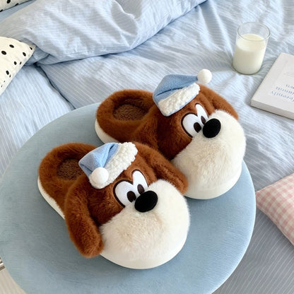 Sleepy Puppy Nightcap Plush Slippers
