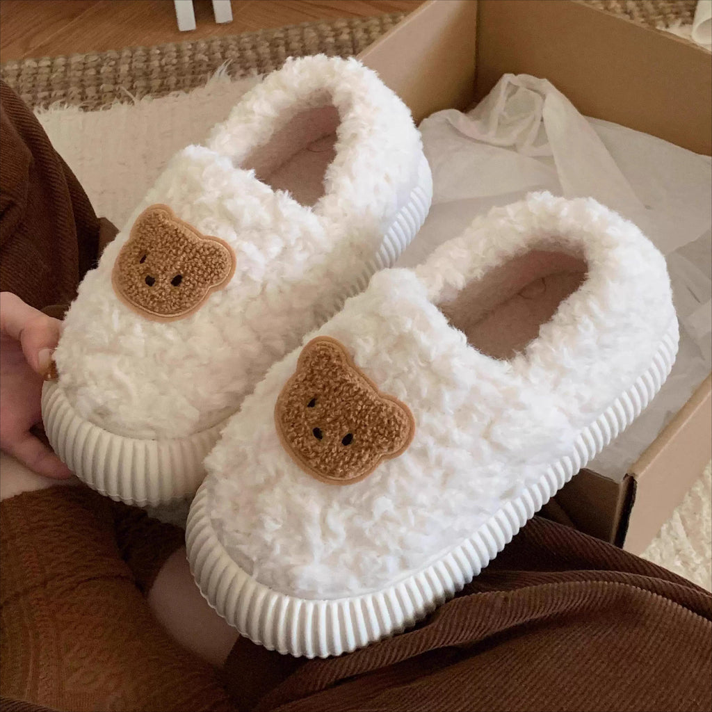 Teddy Patch Fuzzy Lounge Slippers