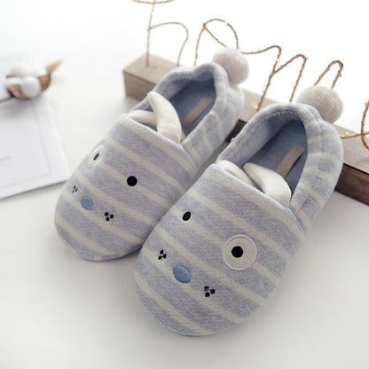 Striped Puppy Ears Cozy Slippers