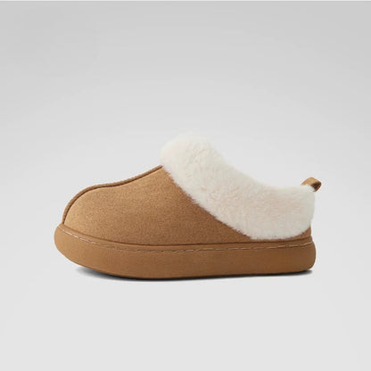 Chunky Platform Fleece Collar Slippers