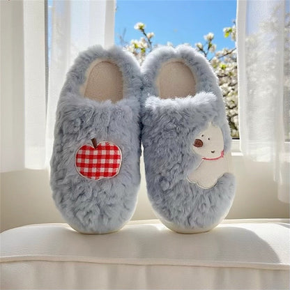 Apple Puppy Gingham Patch Slippers