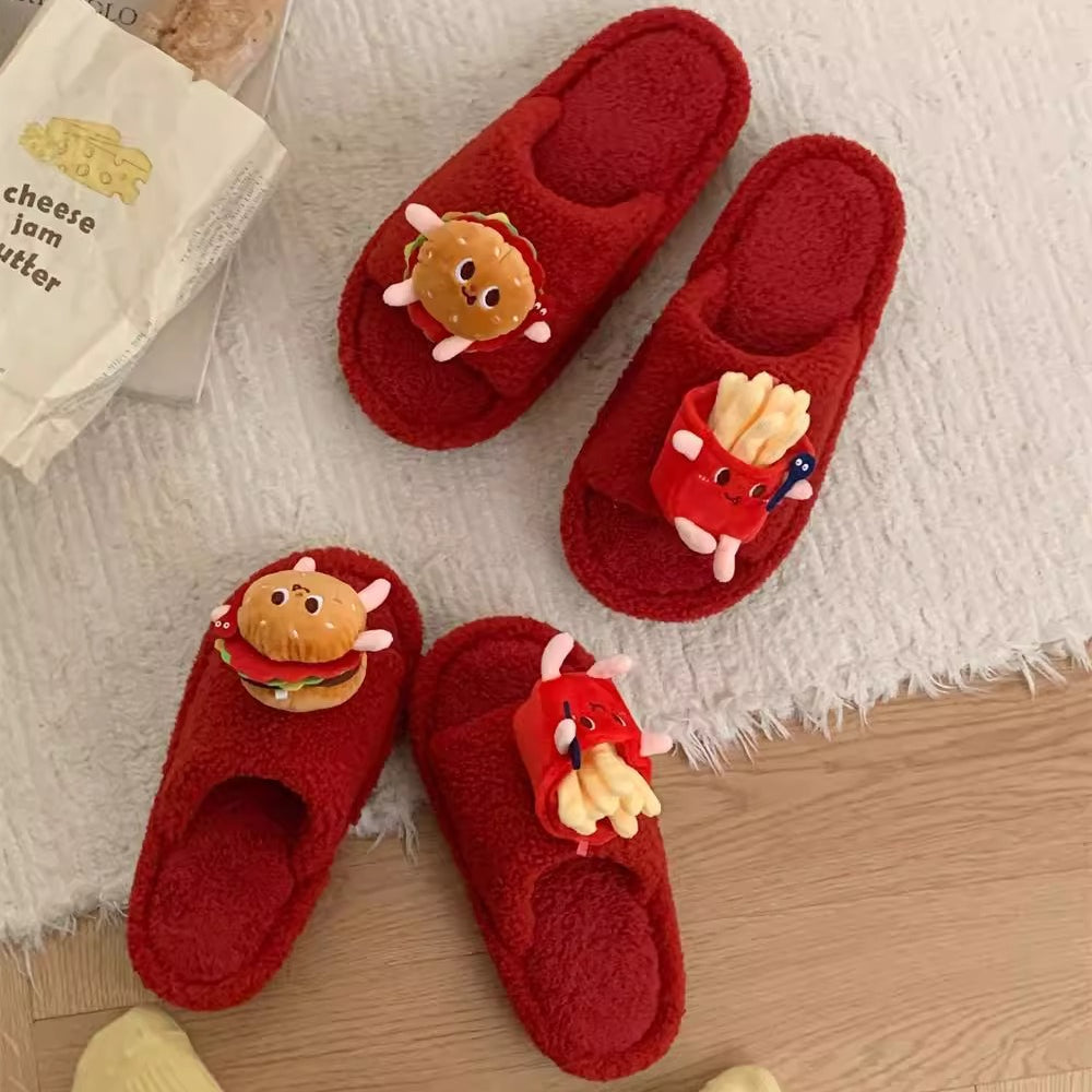 Burger and Fries Plush slippers