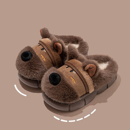 Fuzzy 3D Puppy Winter Slippers