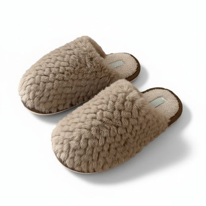 Woven Fur Effect Cozy Slippers