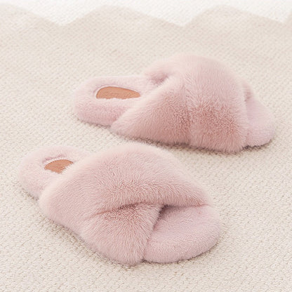 Crisscross Fluffy Lounge Slippers