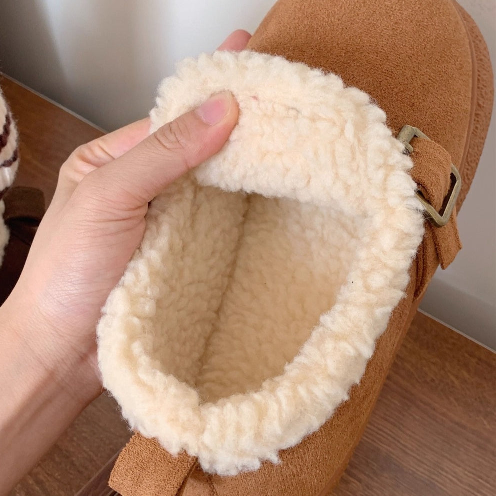Fleece-Lined Buckle Lounge Clogs
