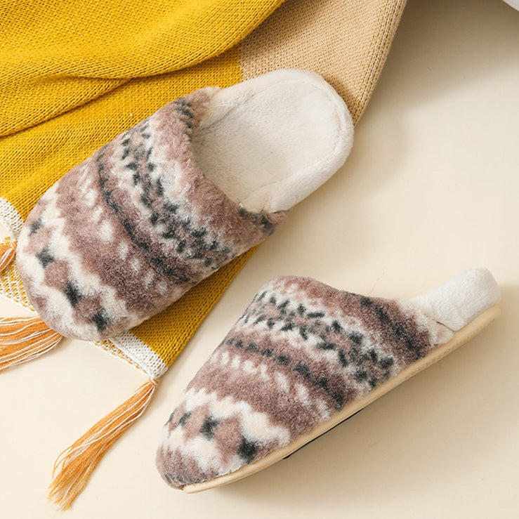 Cozy Pattern Plush Home Slippers