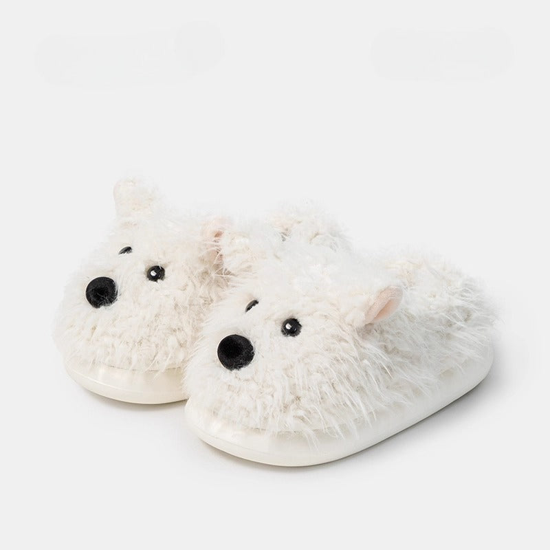 Shaggy Westie Puppy Plush Slippers