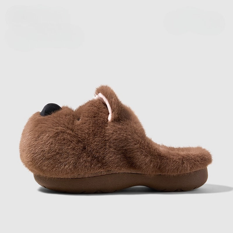 Fuzzy Puppy Face Plush Slippers