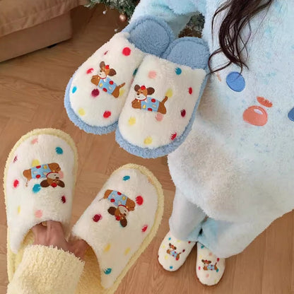 Dotted Pup Plush Home Slippers