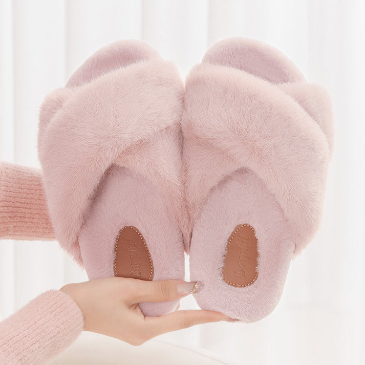 Crisscross Fluffy Lounge Slippers