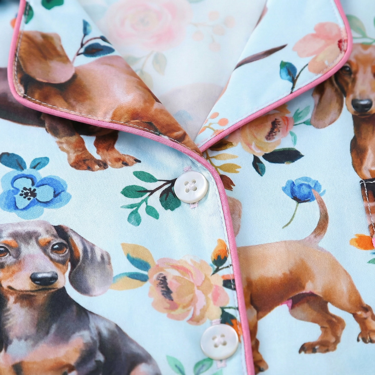 Floral Dachshund Women's Pajama Set