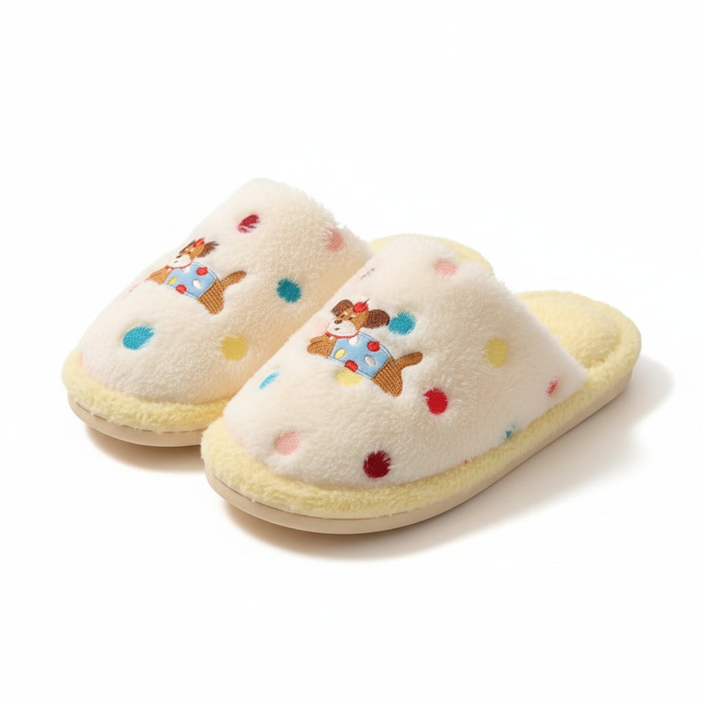 Dotted Pup Plush Home Slippers