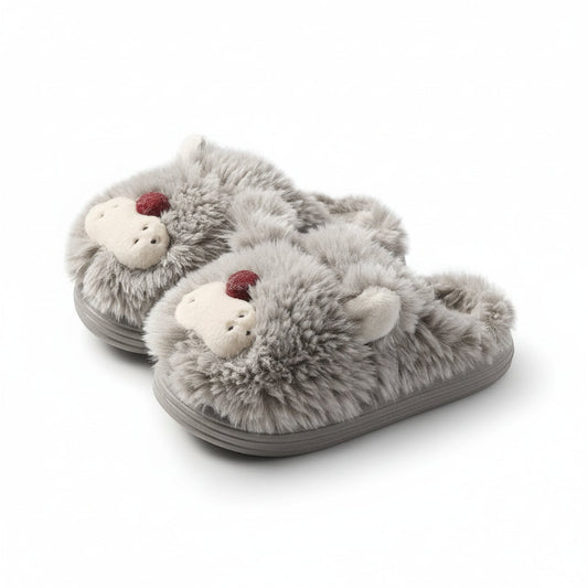 Fuzzy Animal Face Home Slippers