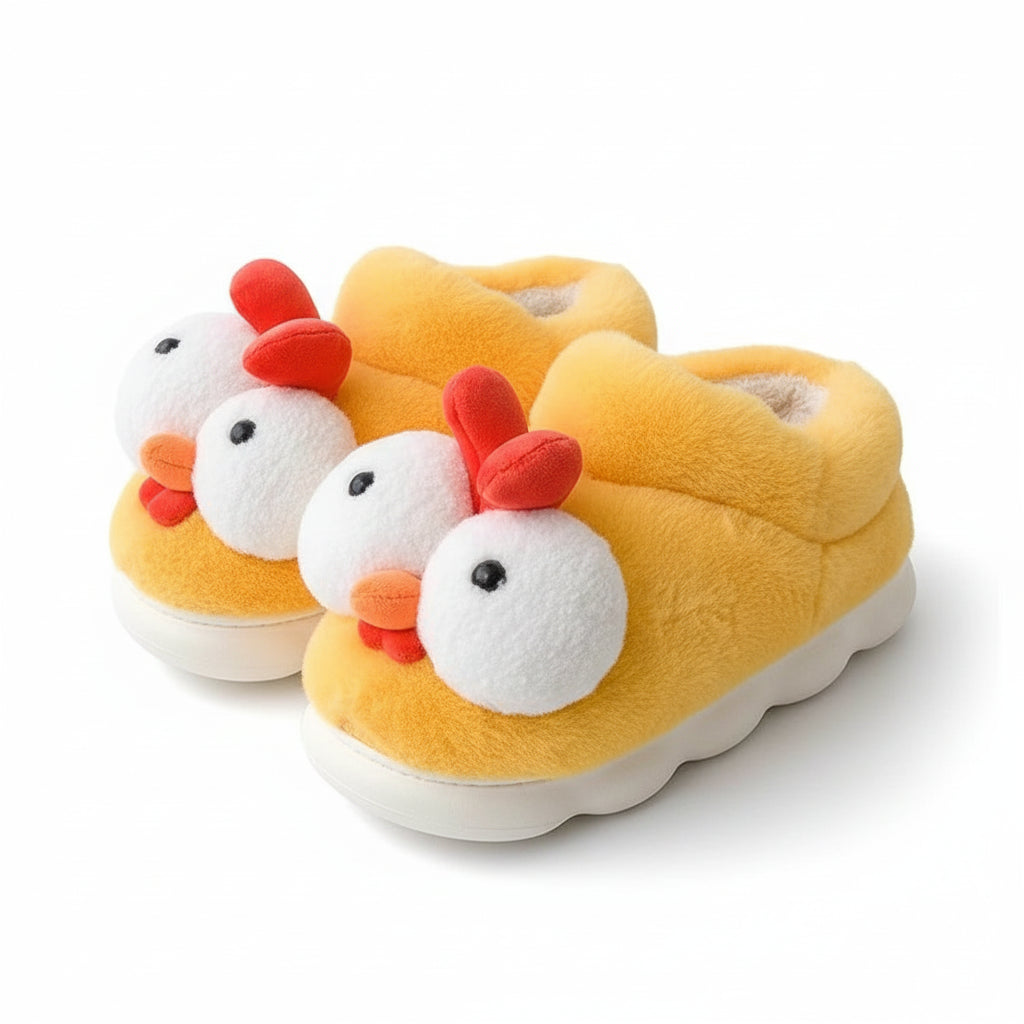 Quirky Chicken Plush Home Slippers