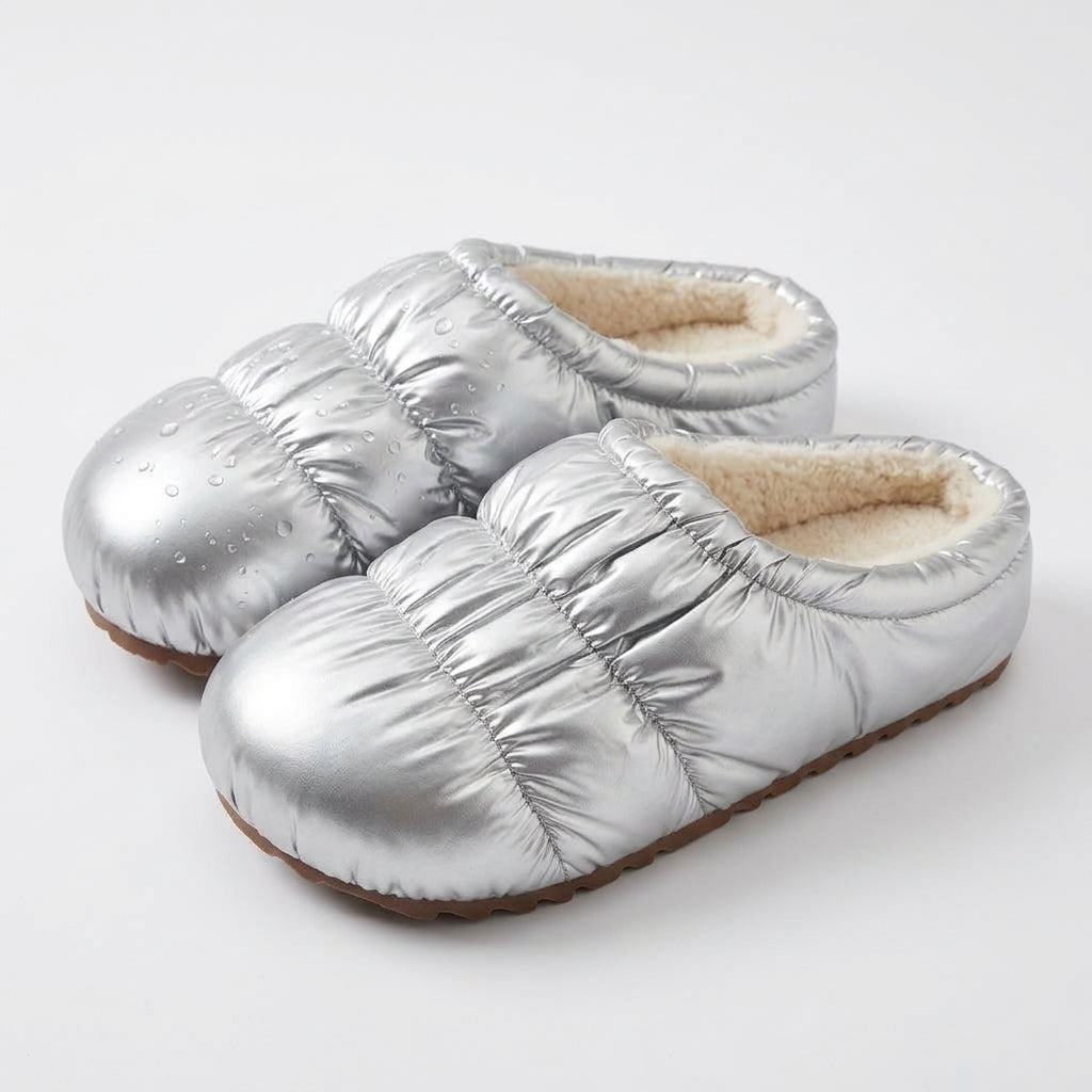 Puffy Quilted Thermal Fleece Slippers