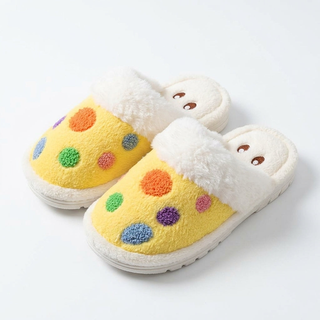 Polka Dot Mushroom Plush Slippers