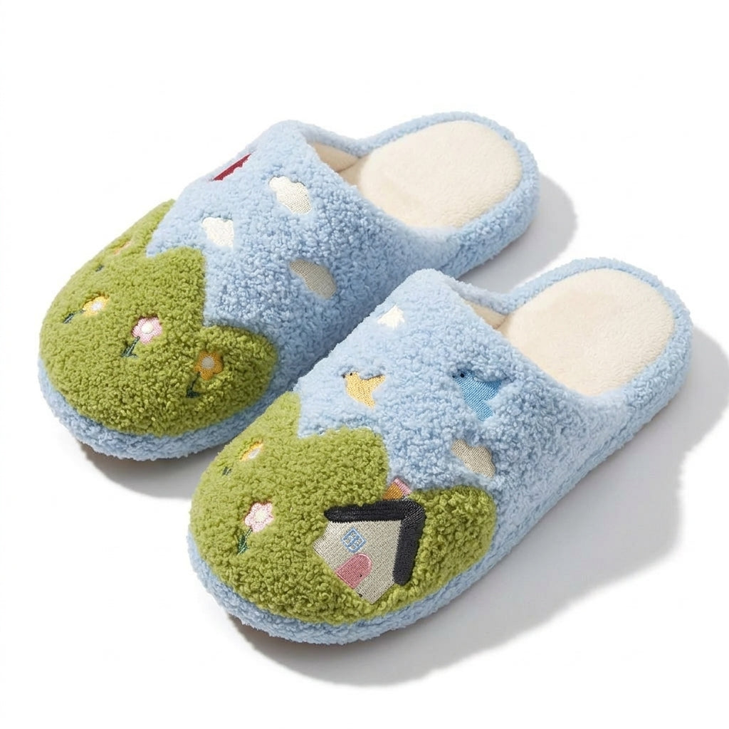 Countryside Cottage Fleece Slippers