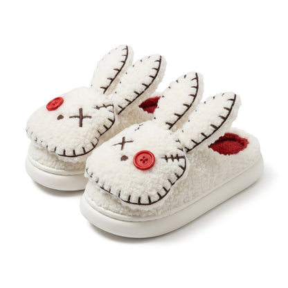 Stitched Patch Bunny Platform Slippers