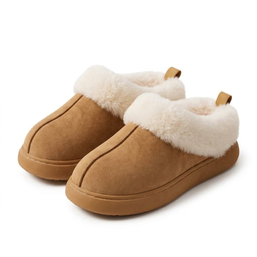 Chunky Platform Fleece Collar Slippers