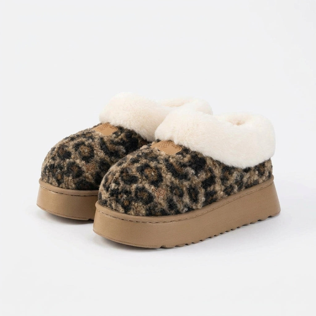 Chunky Burger Plush Platform Slippers