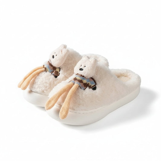 Fuzzy Puppy Character Plush Slippers
