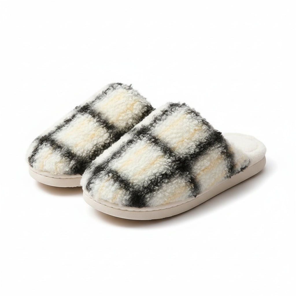 Chunky Check Sherpa Slippers