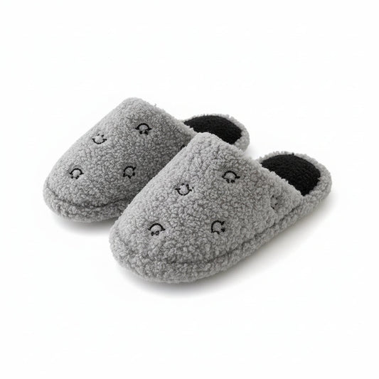Happy Face Fuzzy Plush Slippers